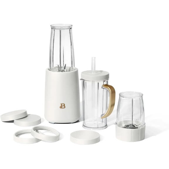 Beautiful 12Piece Personal Blender Set 240W Motor, Stainless Steel Blending & Grinding Blades, 16oz Travel Cup, SoftMatte Finish
