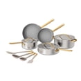 thumbnail image 1 of Beautiful 12-Piece Hybrid Tri-Ply Stainless Steel Cookware Set, Ceramic Nonstick Pots & Pans with Glass Lids & Kitchen Utensils by Drew Barrymore, 1 of 14