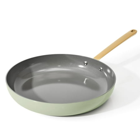 Beautiful 12 inch Ceramic Non-Stick Fry Pan, Sage Green by Drew Barrymore