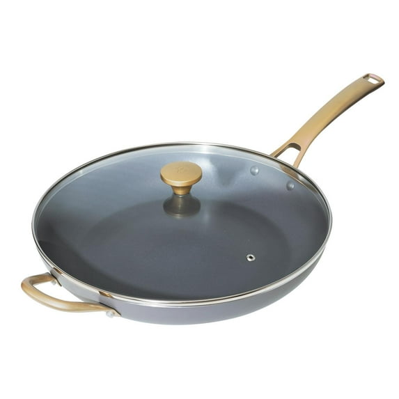 Beautiful 13" Covered Fry Pan, Grey Smoke
