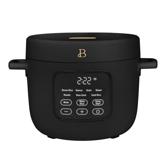 Beautiful 14-Cup Cooked, 6-Cups Uncooked Electric Rice and Grain Cooker, EverGood Ceramic Nonstick Coating, Black Sesame by Drew Barrymore