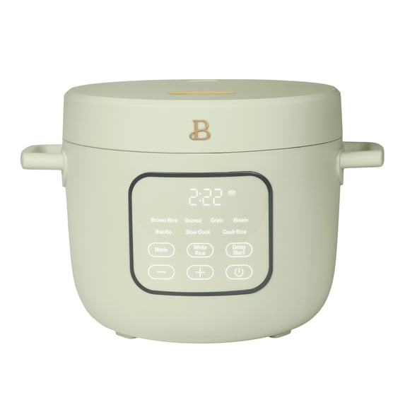 Beautiful 14-Cup Cooked, 6-Cups Uncooked Electric Rice and Grain Cooker, EverGood Ceramic Nonstick Coating, Sage Green by Drew Barrymore