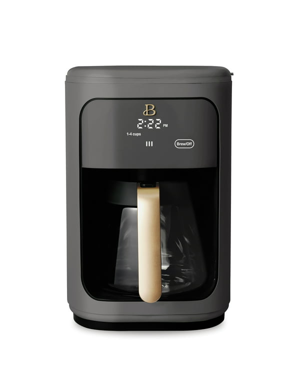 Beautiful 14-Cup Programmable Drip Coffee Maker with Touch-Activated Display, Oyster Grey by Drew Barrymore