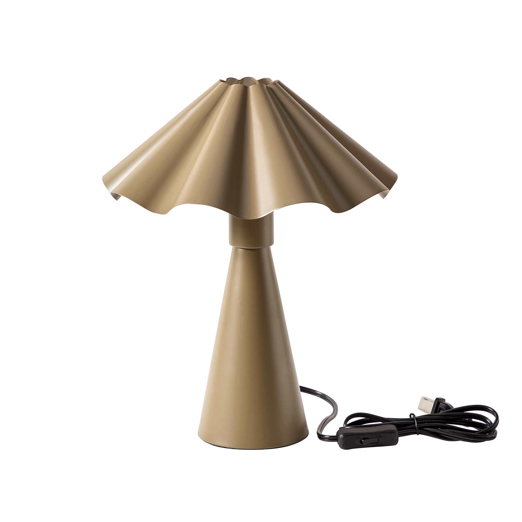 Beautiful 14" Porcini Taupe Ruffled Enamel Table Lamp by Drew Barrymore