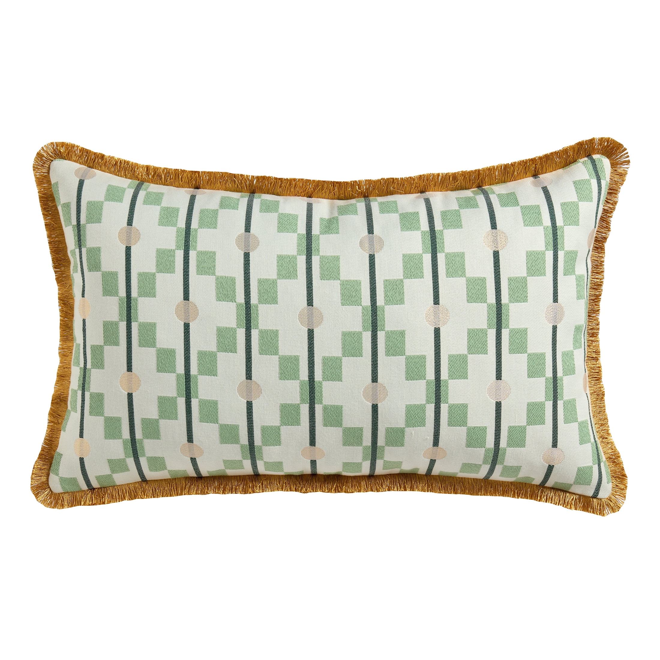 Beautiful 14" x 24" Thyme Green Diamond Geo Decorative Pillow by Drew Barrymore