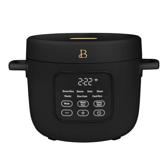 Beautiful 14-Cup Cooked, 6-Cups Uncooked Electric Rice and Grain Cooker, EverGood™ Ceramic Nonstick Coating, Black Sesame by Drew Barrymore