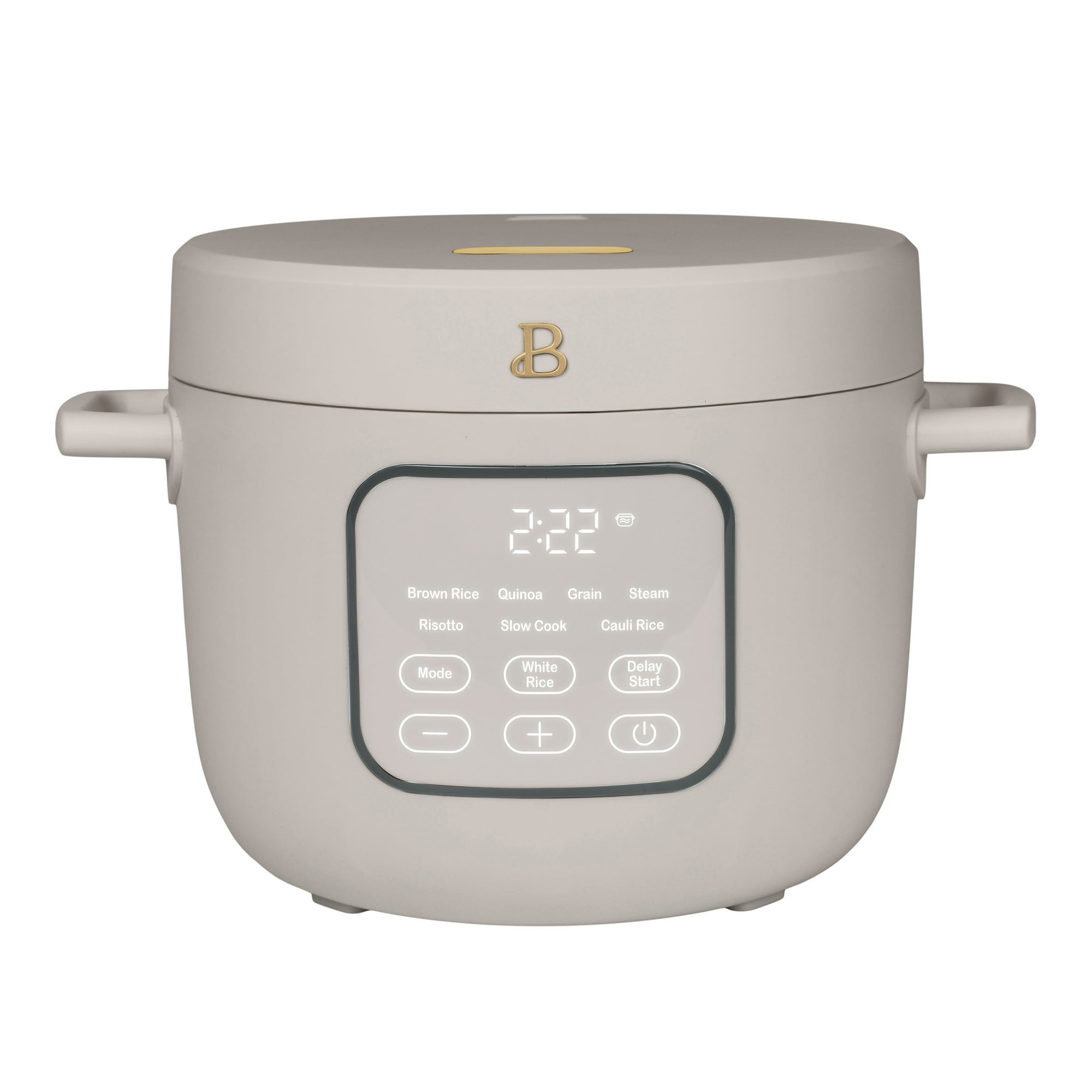 Beautiful 14-Cup Cooked, 6-Cups Uncooked Electric Rice and Grain Cooker, EverGood™ Ceramic Nonstick Coating, Porcini Taupe by Drew Barrymore