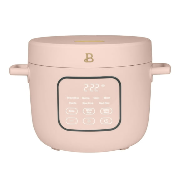 Beautiful 14-Cup Cooked, 6-Cups Uncooked Electric Rice and Grain Cooker, EverGood™ Ceramic Nonstick Coating, Rose by Drew Barrymore