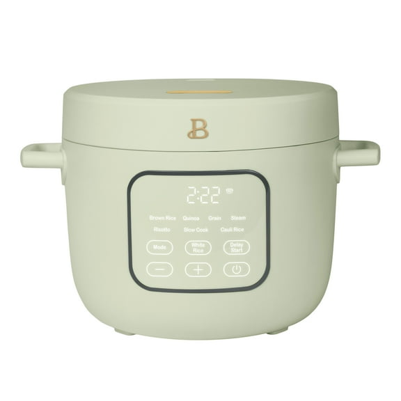 Beautiful 14-Cup Cooked, 6-Cups Uncooked Electric Rice and Grain Cooker, EverGood™ Ceramic Nonstick Coating, Sage Green by Drew Barrymore