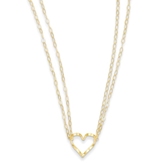 Beautiful 14K Adjustable Double Strand Heart Necklace