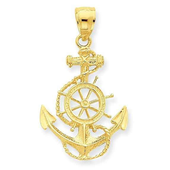 Beautiful 14K Anchor and Wheel Pendant