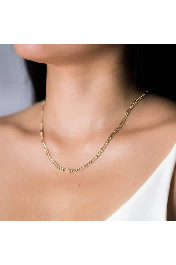Beautiful 14K Genuine Yellow Gold Figaro Necklace Chain 14K Necklaces, 14 Karat Gold Chain, 16" 18" 20" 24" 30"