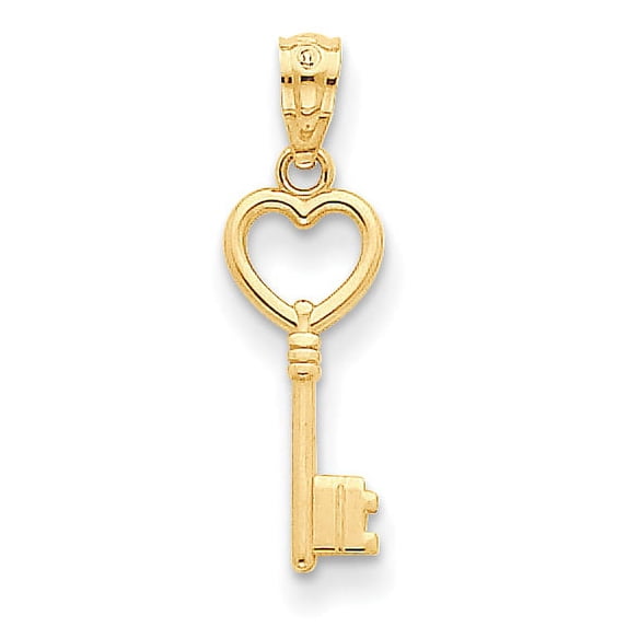 Beautiful 14K Polished 3D Heart Key Charm