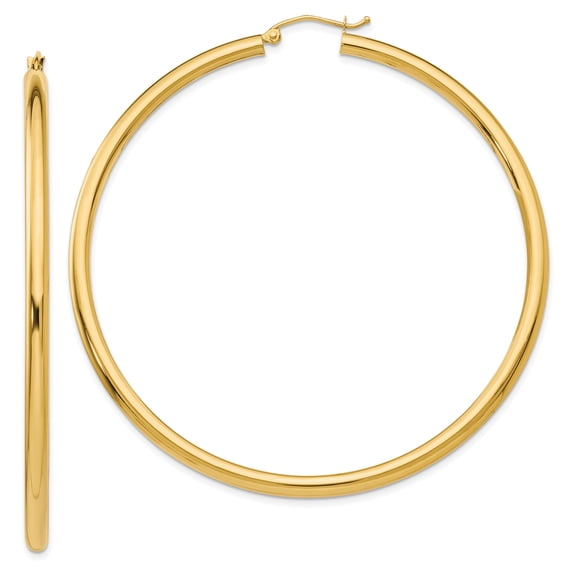 Beautiful 14K Polished 3mm Tube Hoop Earrings