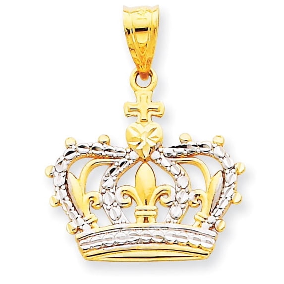Beautiful 14K Rhodium Crown Pendant