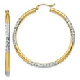 thumbnail image 1 of Beautiful 14K & Rhodium Diamond-cut 3x45mm Hoop Earrings, 1 of 2