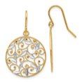 thumbnail image 1 of Beautiful 14K & Rhodium Diamond-cut Filigree Circle Wire Earrings, 1 of 2