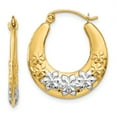 thumbnail image 1 of Beautiful 14K & Rhodium Hollow Flowers Hoop Earrings, 1 of 2
