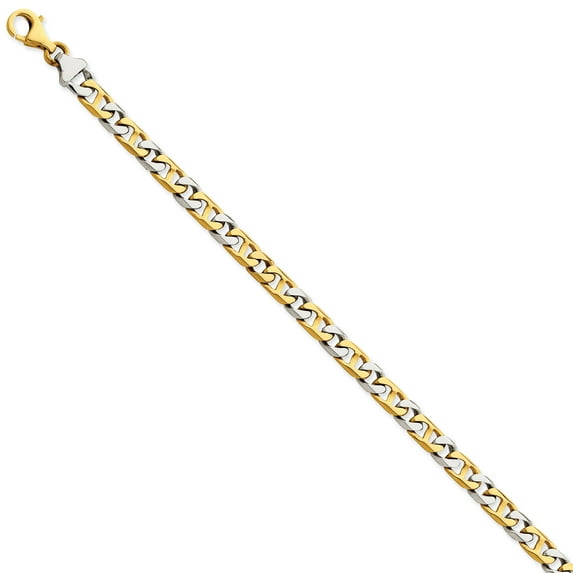 Beautiful 14K Two-tone 5.6mm Hand-Polished Fancy Link Bracelet
