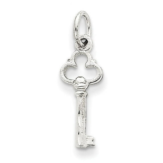 Beautiful 14K White Gold Polished Diamond-cut 3D Key Charm