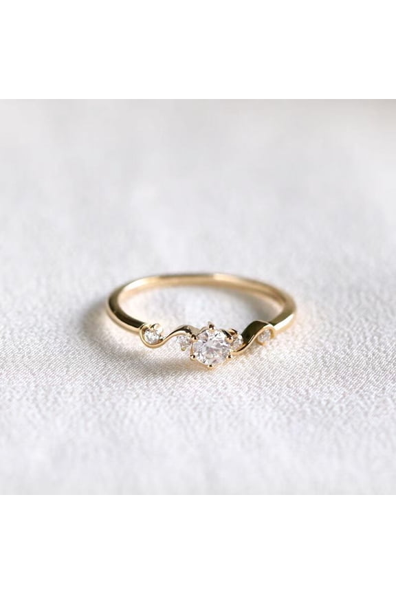 Beautiful 14K White Gold Ring Solid Gold Diamond Engagement Ring Moissanite Diamond Anniversary Gift for Her