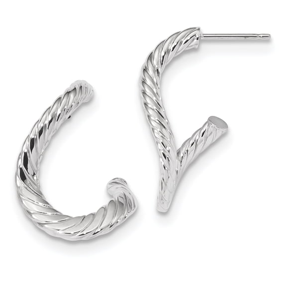 Beautiful 14K White Gold Twisted Textured Post Hoop Earring