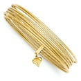 thumbnail image 1 of Beautiful 14K w/ Dangle Heart Oversized Slip-on Set of 7 Textured Bangles, 1 of 2