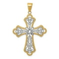 thumbnail image 1 of Beautiful 14K w/Rhodium Diamond-cut Filigree Cut-out Cross Pendant, 1 of 2