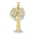thumbnail image 1 of Beautiful 14K w/ Rhodium Polished And Textured Palm Tree Pendant, 1 of 2