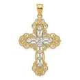 thumbnail image 1 of Beautiful 14K w/Rhodium Polished Textured Diamond Pattern Cross Pendant, 1 of 2