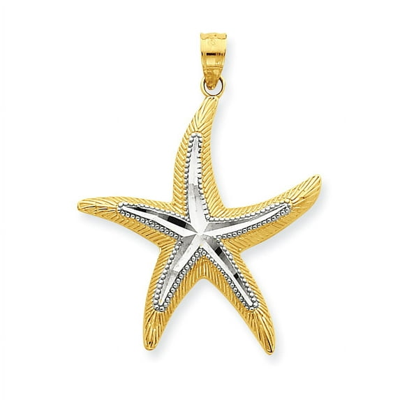 Beautiful 14K w/Rhodium Starfish Pendant