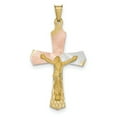 thumbnail image 1 of Beautiful 14K w/Rose and White Rhodium Crucifix Cross Pendant, 1 of 2