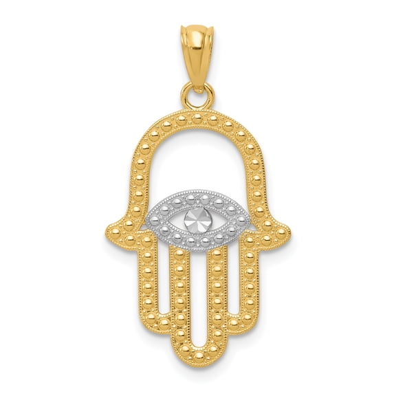 Beautiful 14Kw/Rhodium Hamsa Pendant