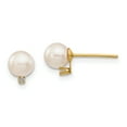 thumbnail image 1 of Beautiful 14k 5-6mm White Round Saltwater Akoya Cultured Pearl Diamond Post Earrings, 1 of 2