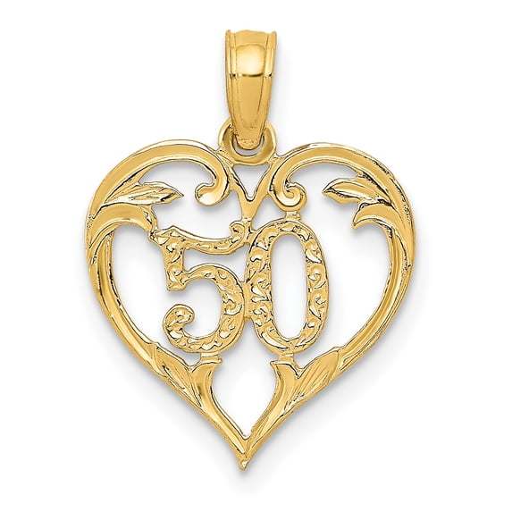 Beautiful 14k 50 in Heart Cut-out Pendant
