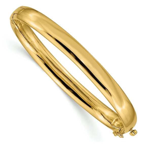 Beautiful 14k 7.7mm Polished Solid Hinged Bangle