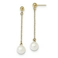 thumbnail image 1 of Beautiful 14k 7-8mm White Round Freshwater Cultured Pearl Dangle Post Earrings, 1 of 2