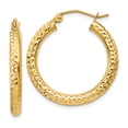 thumbnail image 1 of Beautiful 14k Diamond-cut 3mm Round Hoop Earrings, 1 of 2