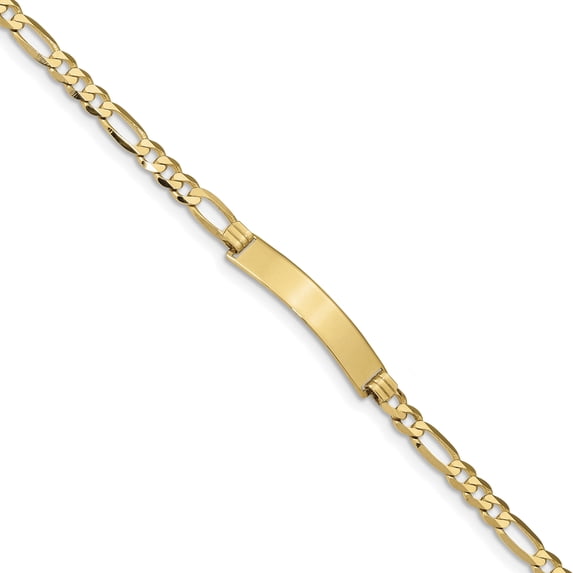 Beautiful 14k Flat Figaro Link ID Bracelet
