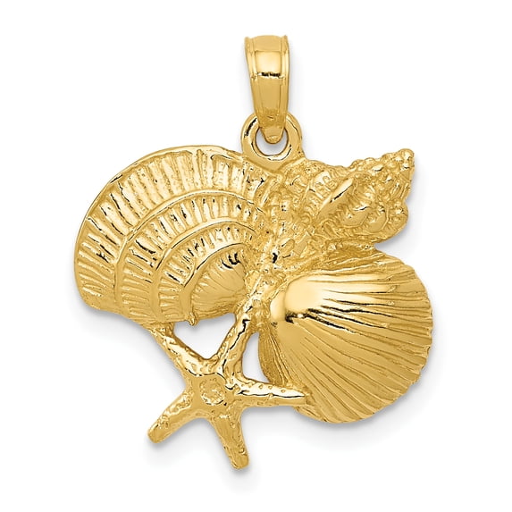 Beautiful 14k Four Shell Cluster Pendant