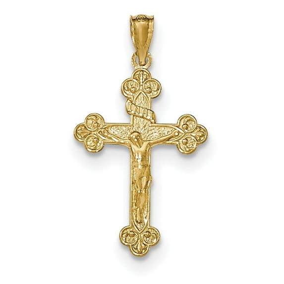 Beautiful 14k Gold Polished INRI Medium Crucifix Pendant
