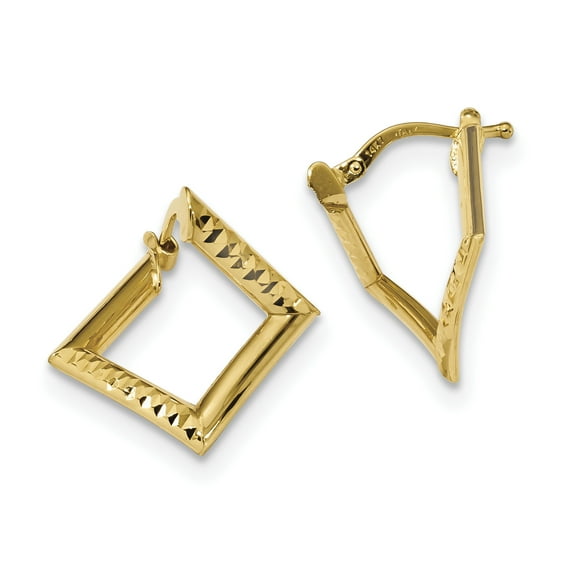 Beautiful 14k Gold Polished Twisted Square Earrings