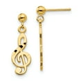 thumbnail image 1 of Beautiful 14k Polished & Diamond-Cut Treble Clef Dangle Post Earrings, 1 of 2