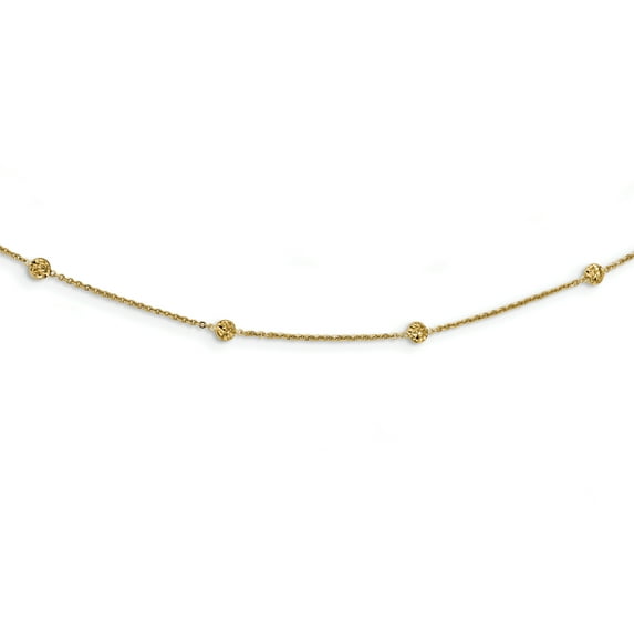 Beautiful 14k Polished Diamond-cut Tiny Puffed Circles 15-Station Necklace