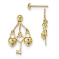 thumbnail image 1 of Beautiful 14k Polished Hearts & Key Dangle Jackets with Half Ball Stud Earrings, 1 of 2