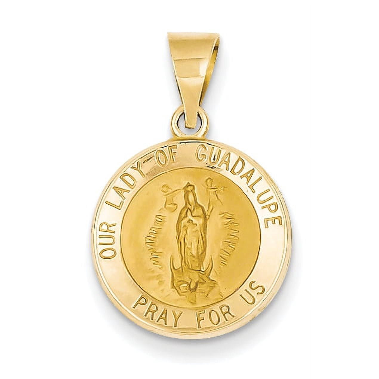 Beautiful 14k Polished and Satin Our Lady Guadalupe Medal Hollow ...