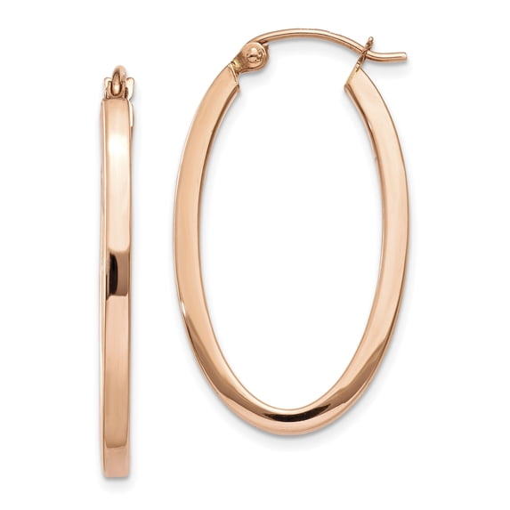 Beautiful 14k Rose Gold Polished Oval Tube Hoop Earrings
