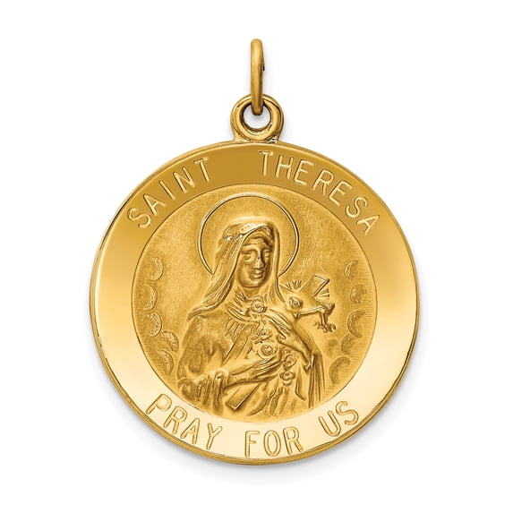 Beautiful 14k Saint Theresa Medal Pendant