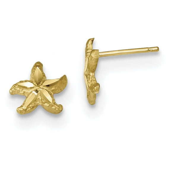 Beautiful 14k Satin Diamond-cut Starfish Post Earrings