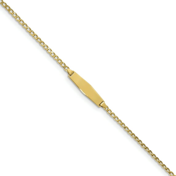 Beautiful 14k Semi-solid Soft Diamond Shape Cuban ID Bracelet
